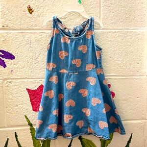 Heart denim dress with back bows